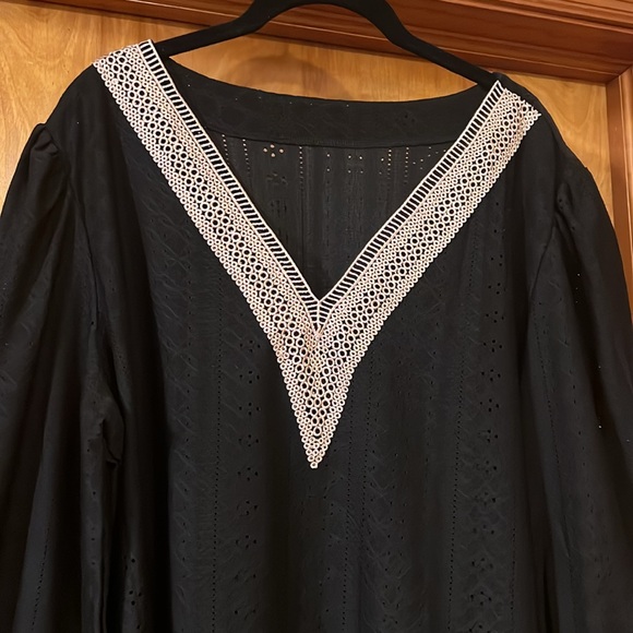 Lantern Long Sleeve Tunics 2X Plus-Size-Tops Lace V Neck Shirts Casual - Picture 9 of 10